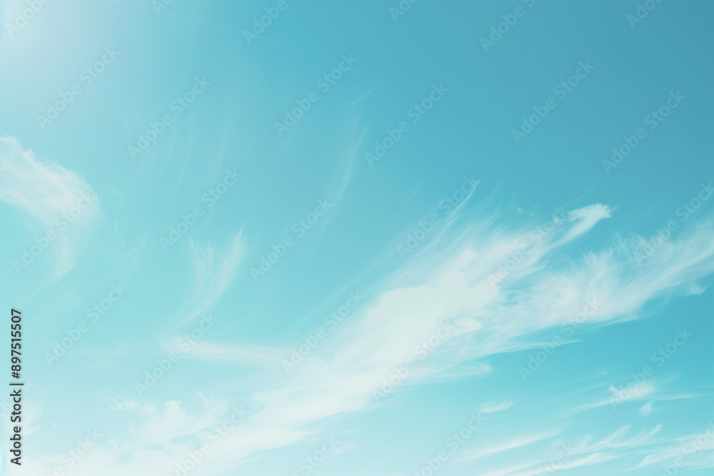 Bright summer sky with fluffy white clouds and sunlight Bright summer sky with fluffy white clouds and sunlight