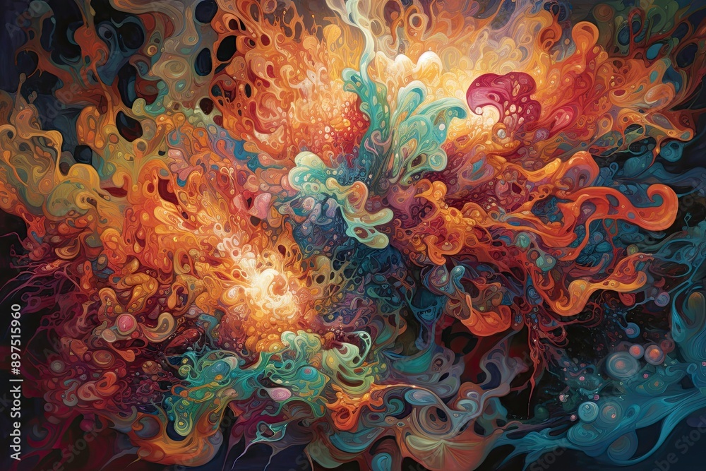 Naklejka premium A vibrant abstract organic form that blends fluid, realistic, and fantastical elements