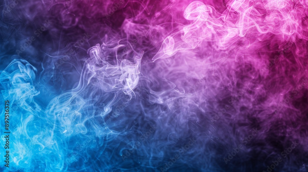 Fototapeta premium Swirling colorful smoke creates an abstract and artistic effect against a dark backdrop