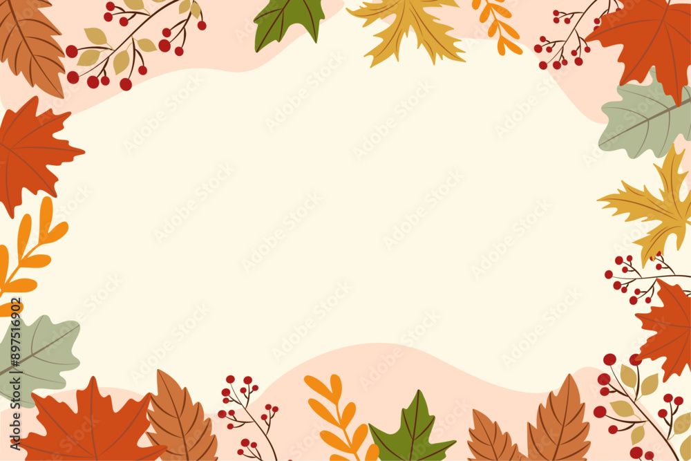 Obraz premium Frame of autumn leaves. Autumn leaf pattern. Seasonal background of falling leaves. Ideal for seasonal backgrounds, decorations and nature-themed designs.