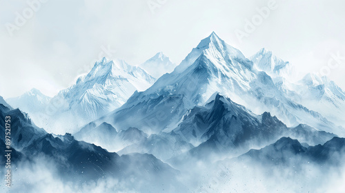 Wallpaper Mural Serene, majestic mountain landscape with snow-capped peaks and cool tones.

 Torontodigital.ca