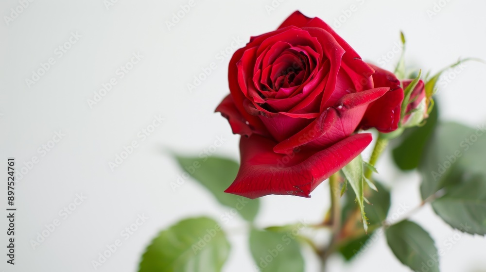 A professional photograph of a classic red rose in full bloom, shot with a DSLR camera and softbox lighting, set against a plain white background. A professional photograph of a classic red rose in full bloom, shot with a DSLR camera and softbox lighting, set against a plain white background.