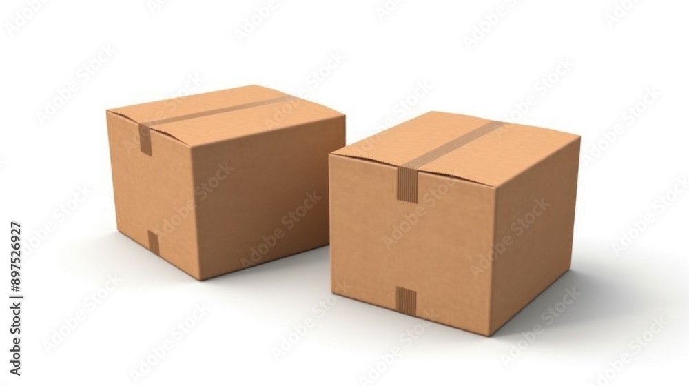 A pair of empty brown cardboard boxes with flaps, commonly used for shipping or storage. A pair of empty brown cardboard boxes with flaps, commonly used for shipping or storage.