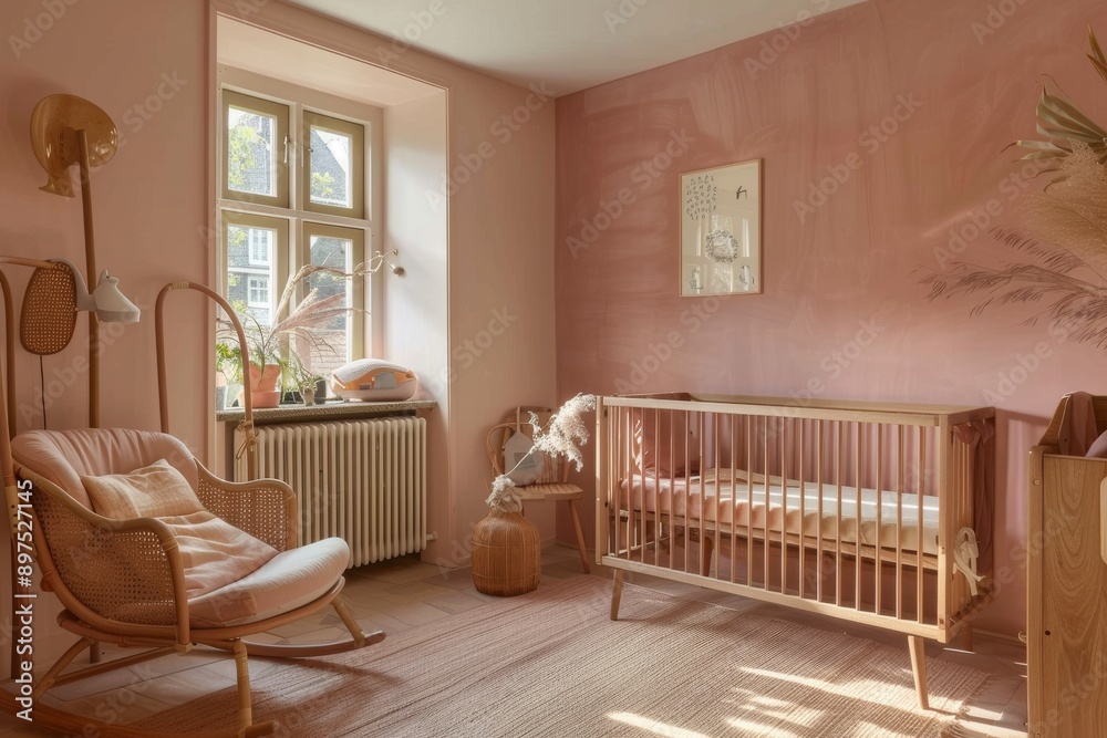 Baby room interior in pink tones.. Baby room interior in pink tones..