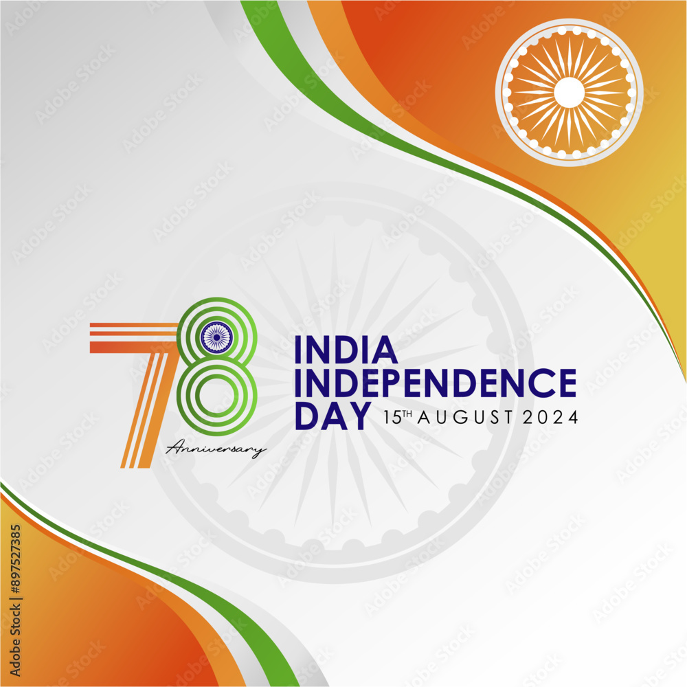 78th Anniversary of India Independence Day 2024 Greeting Design with