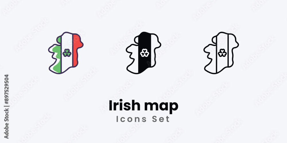 Irish map Icons thin line and glyph vector icon stock illustration Irish map Icons thin line and glyph vector icon stock illustration