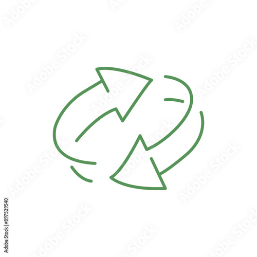 two arrow spin icon, recycle round, circle refresh or restart, thin line symbol on white background - editable stroke vector illustration eps10