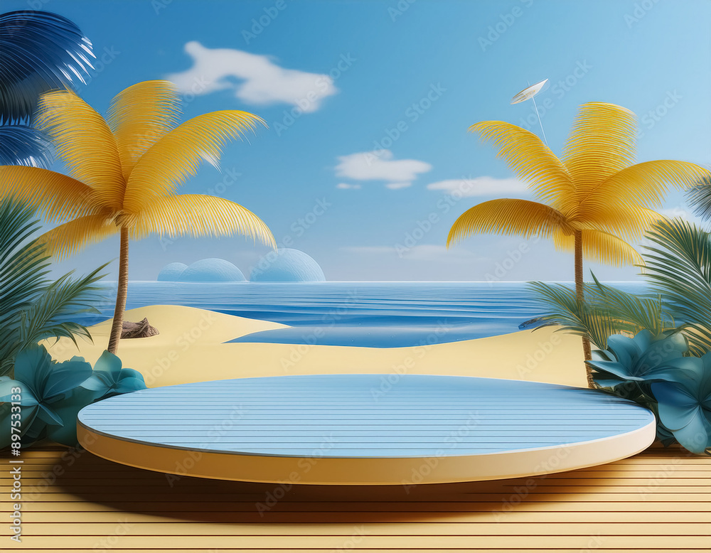 Obraz premium Abstract Minimal Display Podium for Product Showcase 3D Render