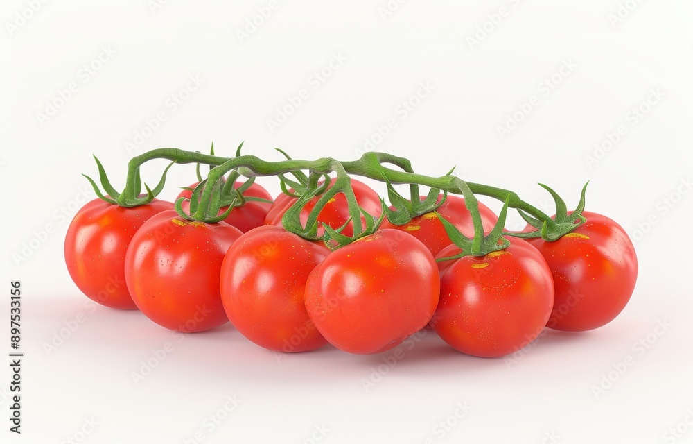 bunch of tomatoes on a white background