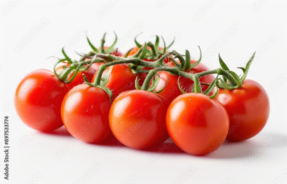 bunch of tomatoes on a white background bunch of tomatoes on a white background