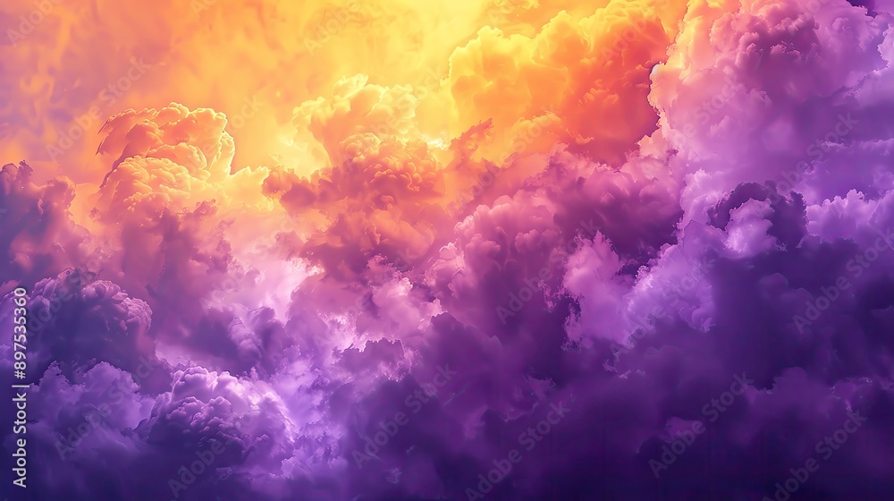 Stunning view of colorful clouds during sunset, blending shades of purple, orange, and yellow. Perfect for serene landscape imagery. Stunning view of colorful clouds during sunset, blending shades of purple, orange, and yellow. Perfect for serene landscape imagery.
