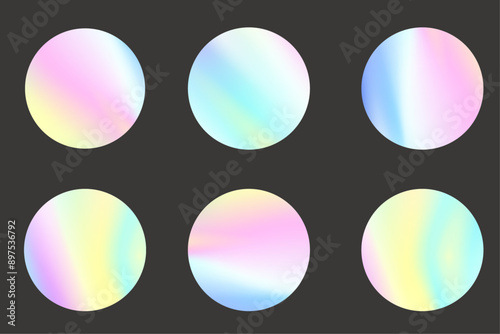 Collection abstract vibrant holographic circles. Perfect for modern design projects, web graphics, digital art, background, print, and creative application