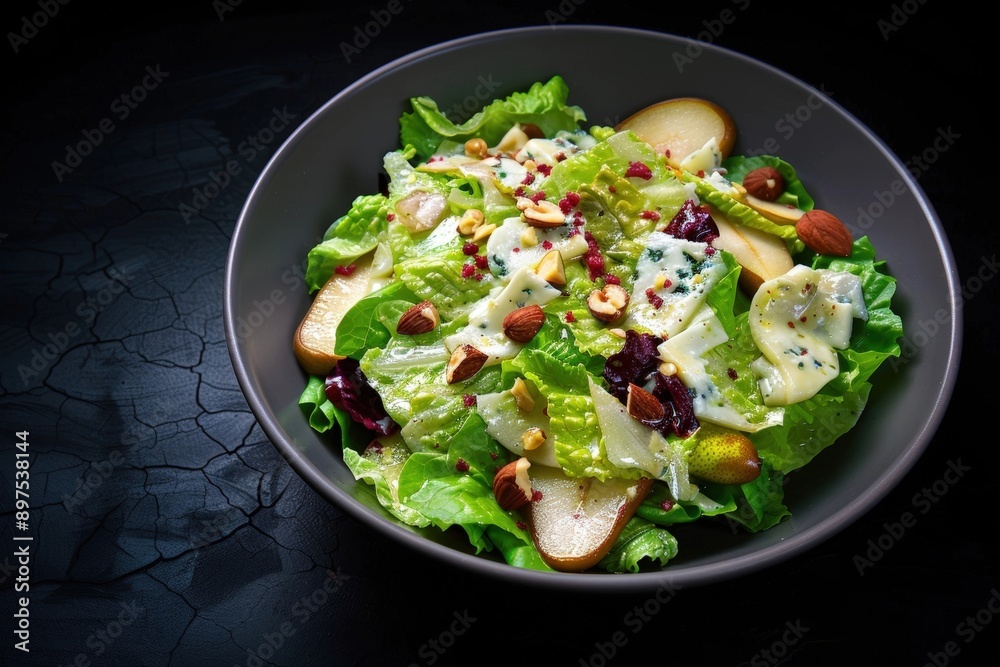 Taleggio Cheese Platter with Romaine Salad and Hazelnuts Taleggio Cheese Platter with Romaine Salad and Hazelnuts