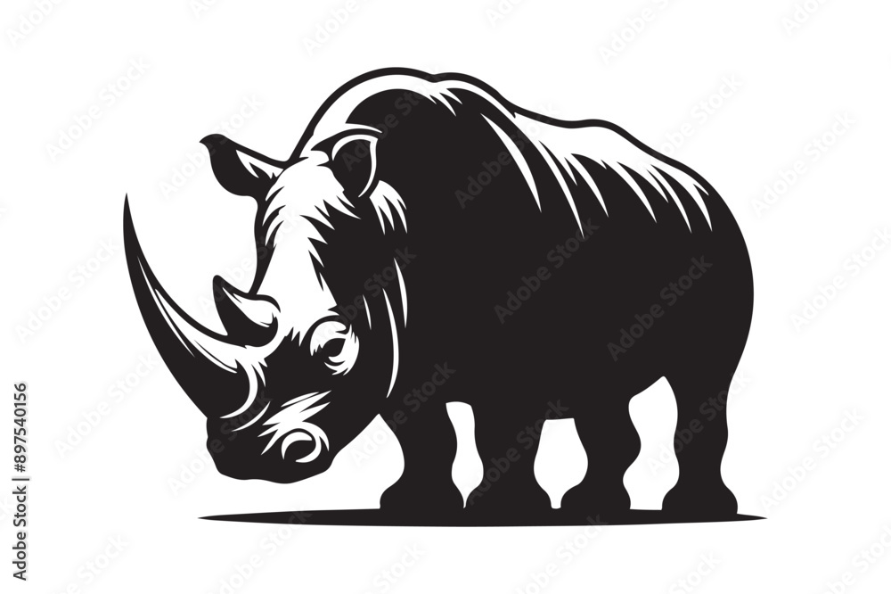 Fototapeta premium Rhino silhouette vector illustration template