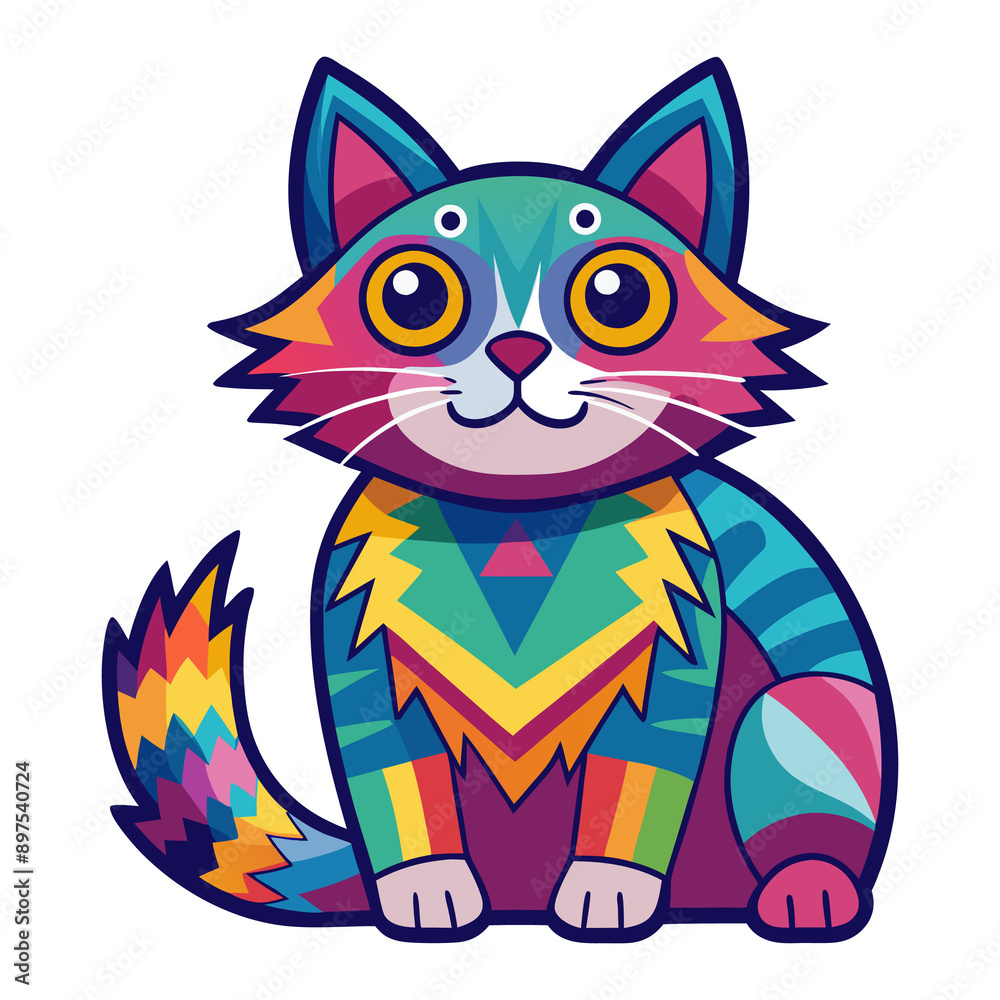 cat sticker image colorful style cat sticker image colorful style