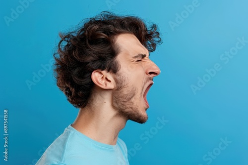Portrait of Annoyed Man in Royal Azure with Natural Light