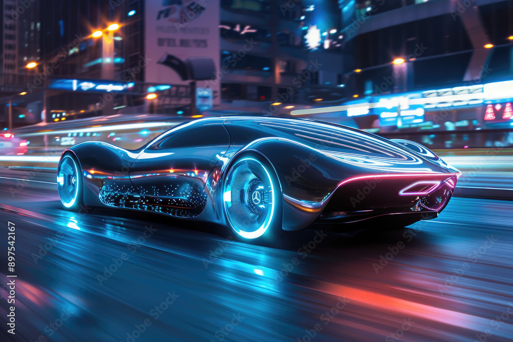 Futuristic electric car symbolizes innovation in sustainable technology Futuristic electric car symbolizes innovation in sustainable technology