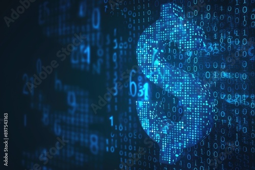Digital Dollar Symbol with Binary Code Background