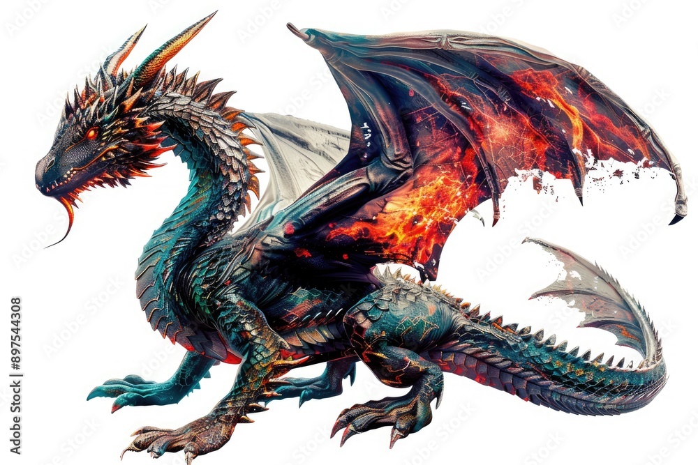 White background with a dragon White background with a dragon