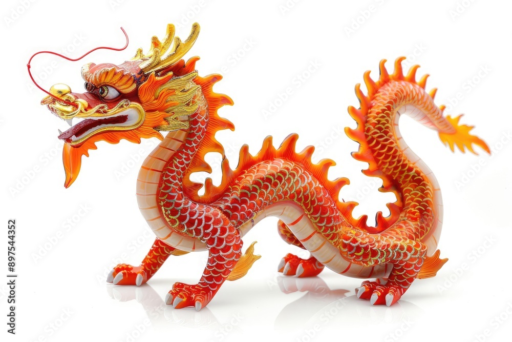Fototapeta premium white background with Chinese dragon