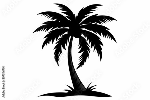 Palm tree icon.  Abstract line beach logo. Shape hand draw. Vector illustration .  plam  Tree Vector Icon in Minimal Line Art.
