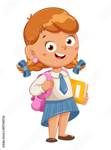 Cute schoolgirl with backpack