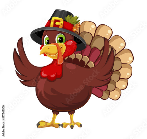 Thanksgiving greeting card with a turkey bird
