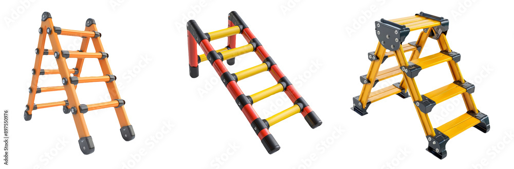 Multifunctional Foldable Ladders Isolated on Transparent Background Multifunctional Foldable Ladders Isolated on Transparent Background