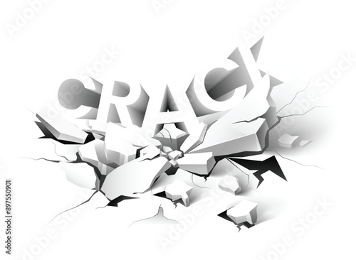 broken floor. Vector illustration isolated . Crack floor on white background