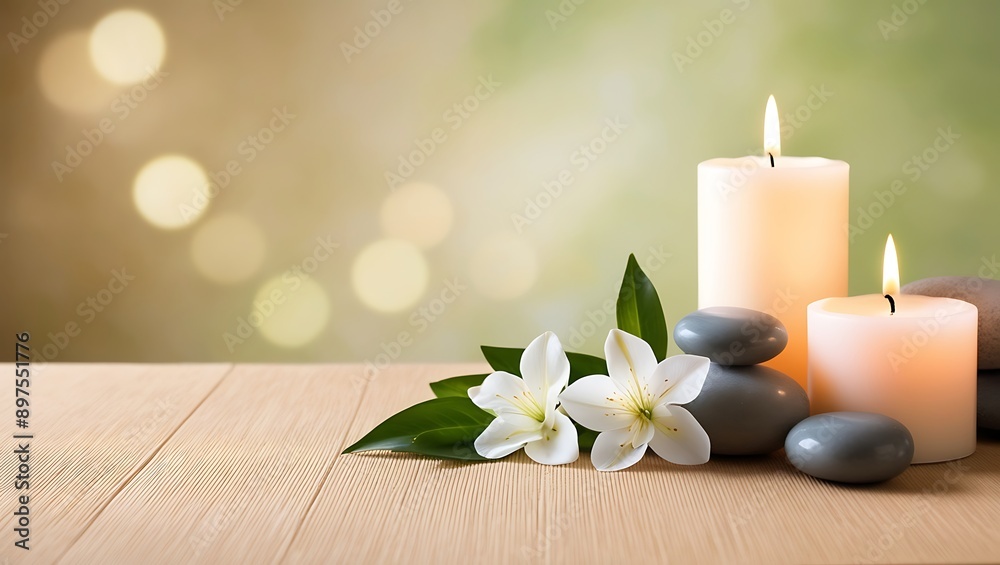 Serene Spa Setting with Candles, Stones, and White Flowers
Serene Spa Setting with Candles, Stones, and White Flowers