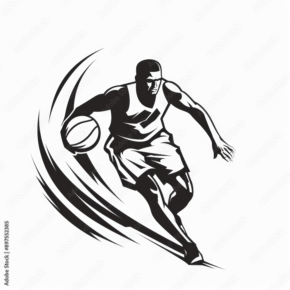 Fototapeta premium Basketball player, abstract vector silhouette