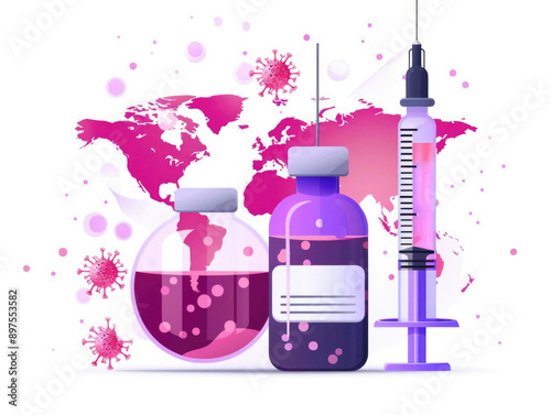 Global health, vaccination and disease prevention, flat design illustration photo