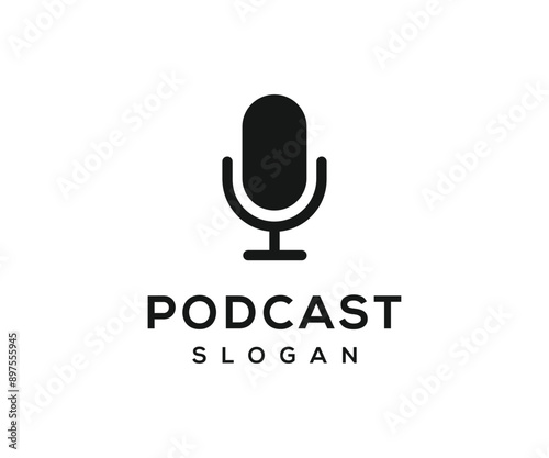Microphone radio podcast logo design. Podcast channel or radio logo design using microphone.