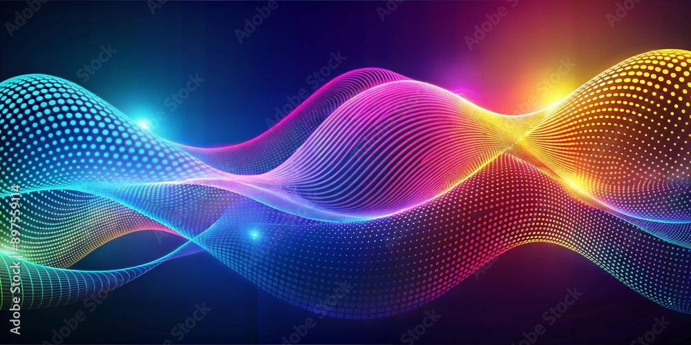 Abstract colorful waves with flowing patterns on a light background, representing the concept of fluidity and creativity Abstract colorful waves with flowing patterns on a light background, representing the concept of fluidity and creativity