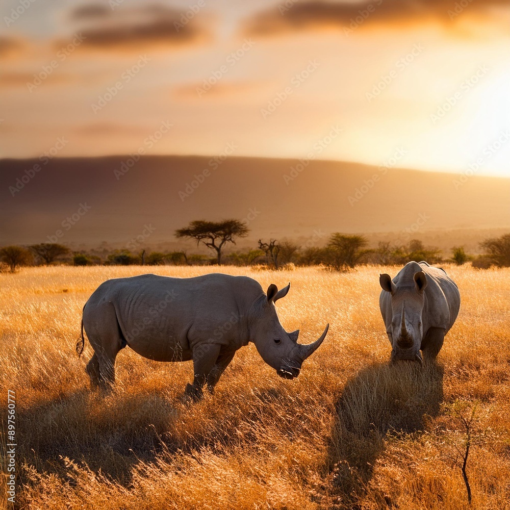 Obraz premium rhinoceros mammal animal, AI generated