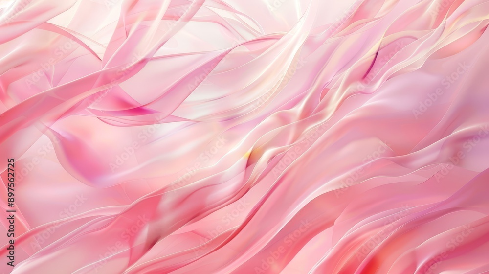 Fototapeta premium Abstract pink and white translucent fabric waves