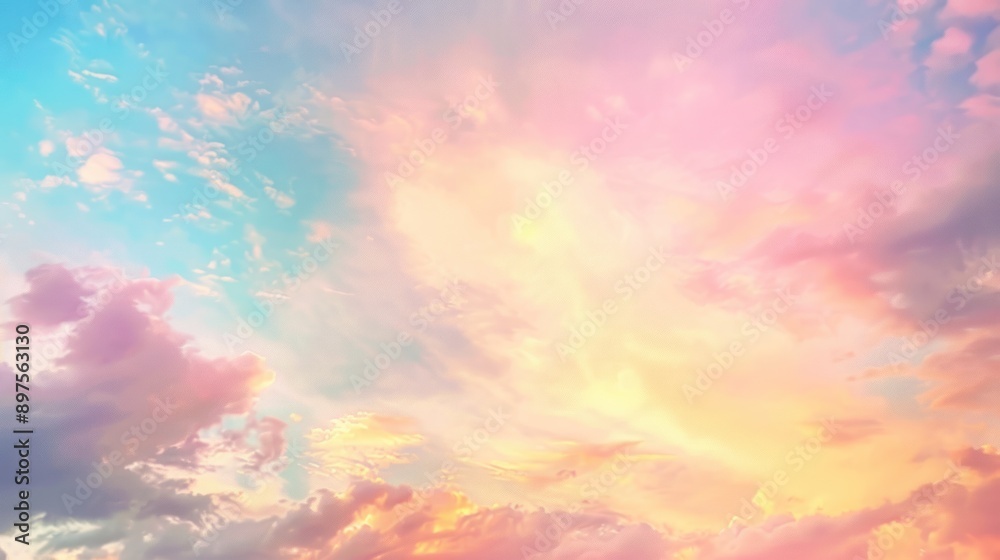 Pastel-Colored Clouds in a Vibrant Sky