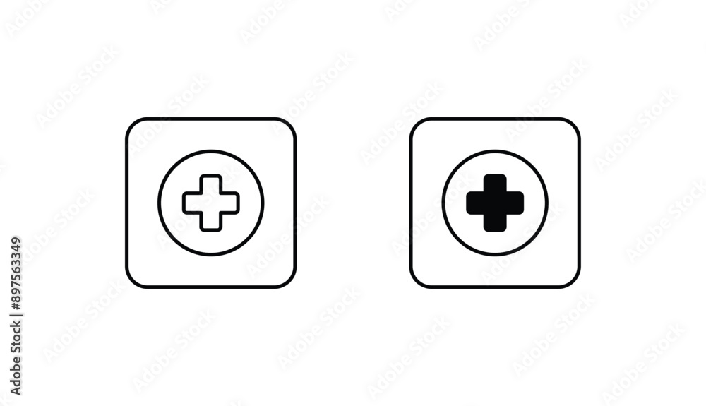 Medical cross icon design with white background stock illustration