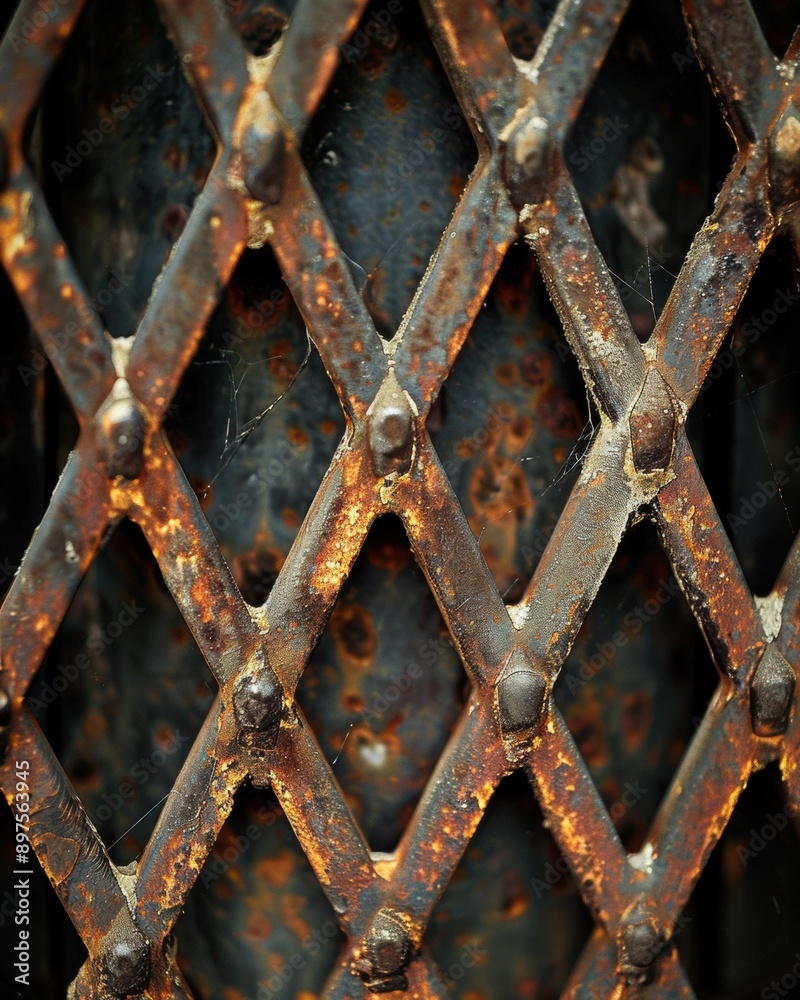 A rusty metal grate with a diamond pattern. AI. A rusty metal grate with a diamond pattern. AI.