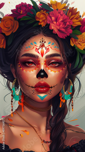 Day of the Dead: Mexican Girl with Katrina Makeup