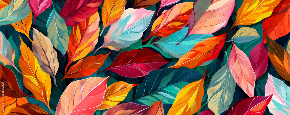 Colorful autumn leaves in a seamless pattern Colorful autumn leaves in a seamless pattern