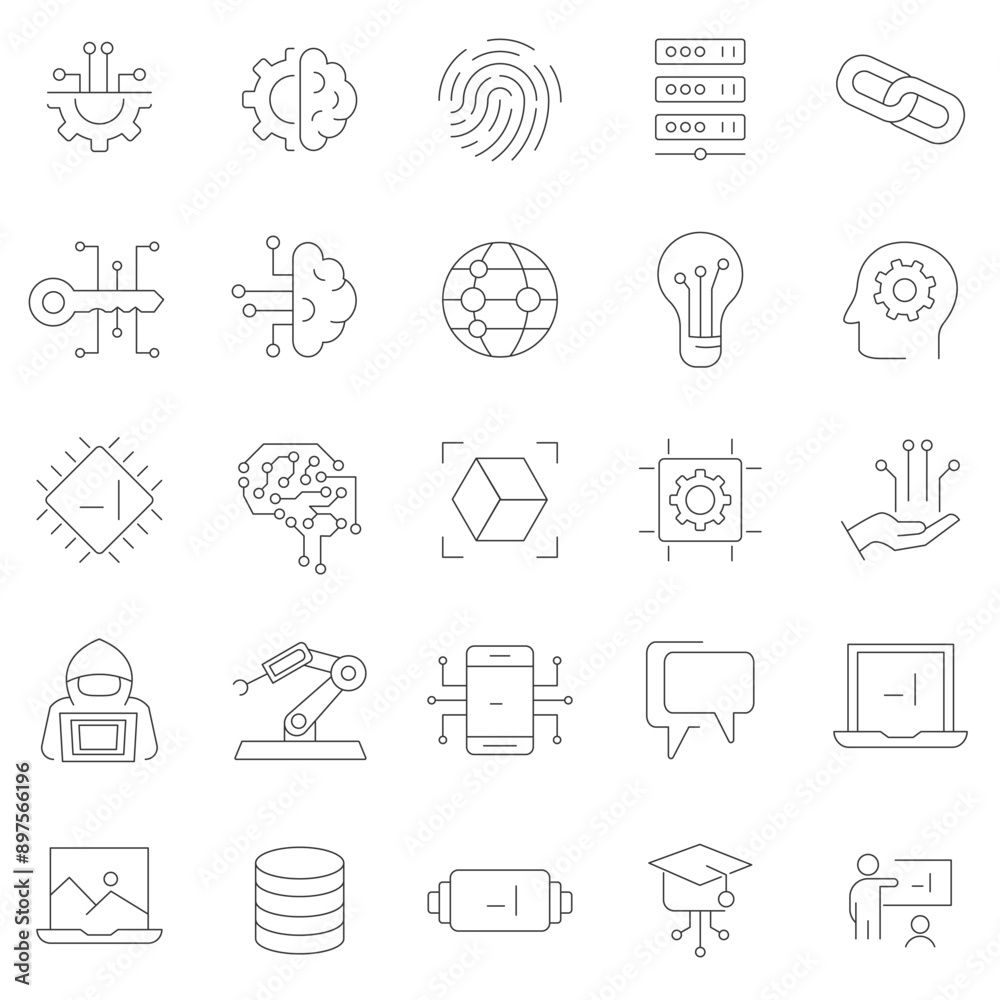 Fototapeta premium Robot and electronic icon set collection