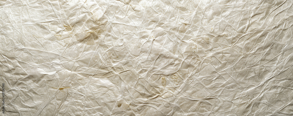 Obraz premium Close-up of a textured background made from mulberry paper plant fibers. The rough surface and light create beautiful shading, perfect for crafts and artistic applications.
