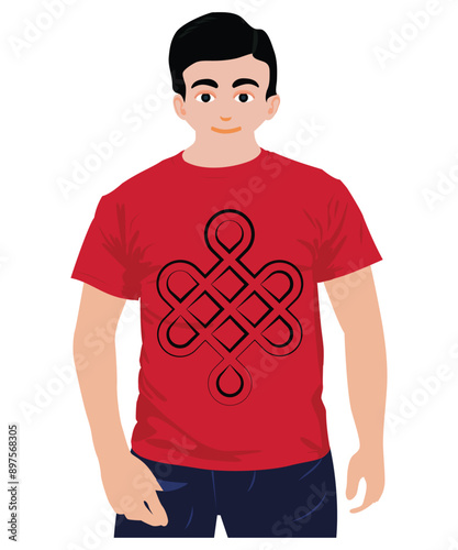 T-shirt with Elegant Geometric Knot Design, Unisex T-shirt Design.