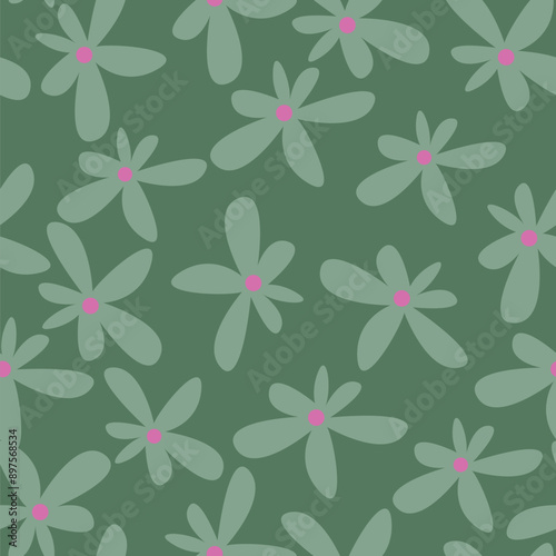 Elegance pink floral stems seamless pattern on a grey background. Vector hand drawn. Artistic, abstract flowers and tiny leaves, buds bells printing. Template for designs, fabric, fashion, textile
