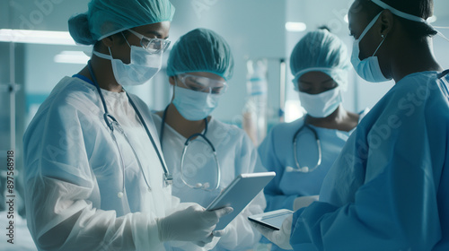 Professional Medical Team Analyzing Patient Data in a Modern Hospital Setting