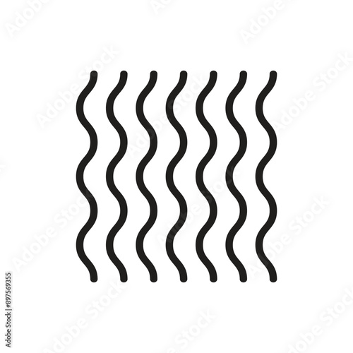 Wavy spaghetti or ramen noodles vector icon for food apps and web