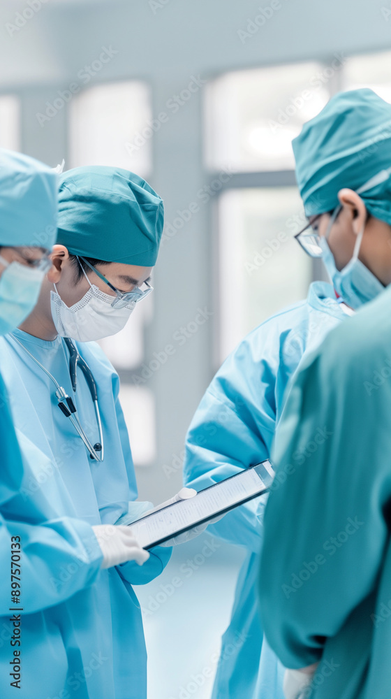 Professional Medical Team Analyzing Patient Data in a Modern Hospital Setting Professional Medical Team Analyzing Patient Data in a Modern Hospital Setting