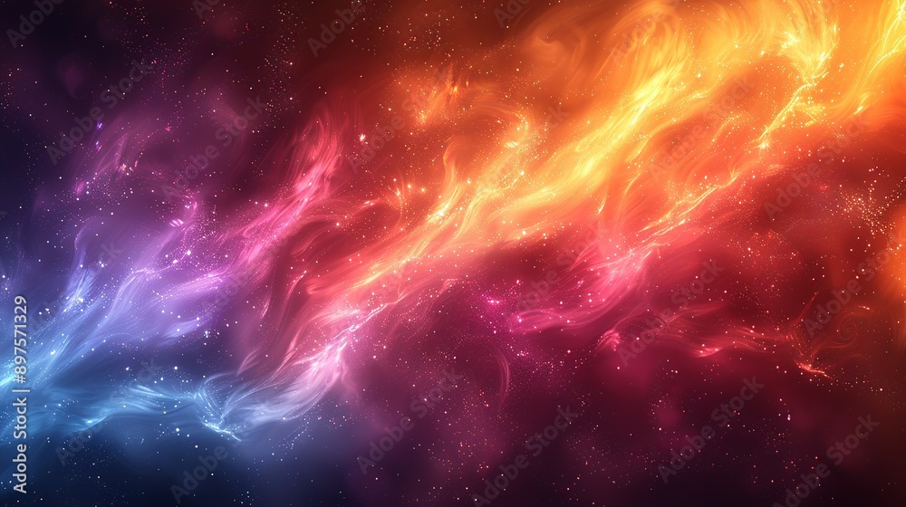 Obraz premium Effervescent abstract background with intense, bright colors and phosphorescent highlights that create a dynamic and striking visual effect. Watercolor style, high resolution Illustration, in the