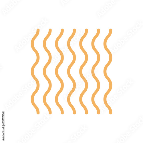 Wavy spaghetti or ramen noodles vector icon, Noodles colored icon for food apps and web